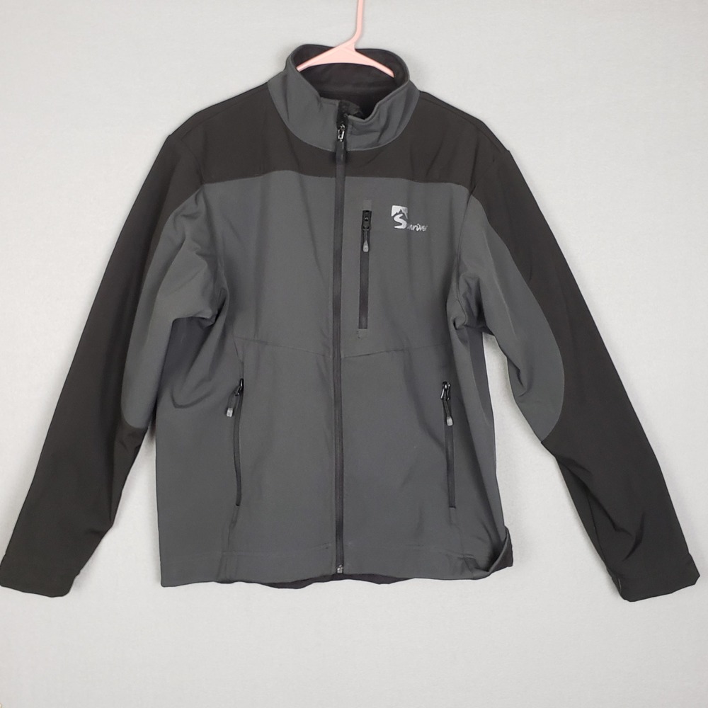 Storm Creek Size M Full Zip‎ Soft Shell Jacket Sunriver Embroidered Black Gray